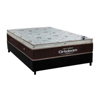 Cama Box Casal: Colchão Molas Ensacadas Ortobom Sleep King + Base Crc Suede Black (138x188)