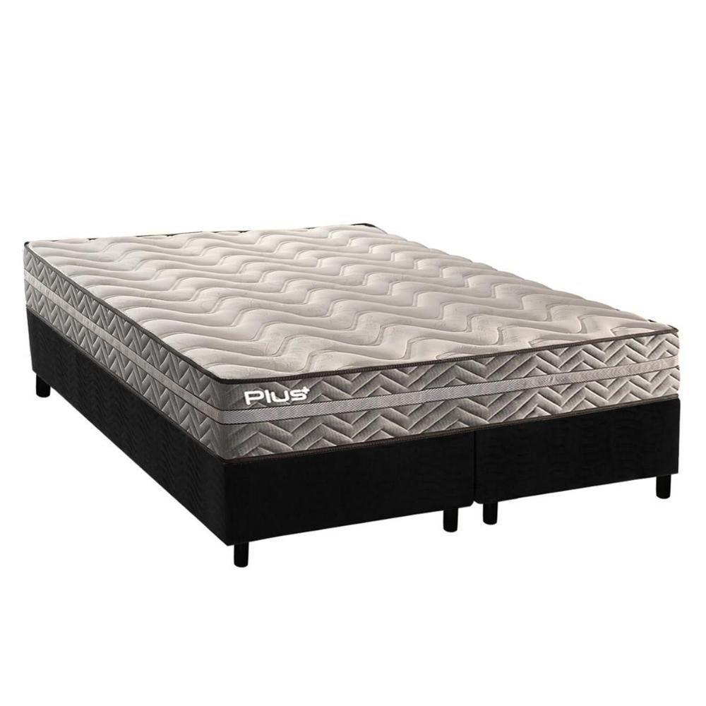 Cama Box King: Colchão Espuma D45 Paropas Pasquale Plus Gray + Base Crc Suede Black (193x203) - 1