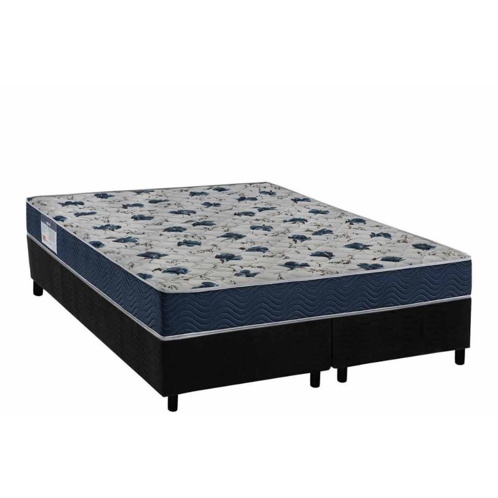 Cama Box Queen: Colchão Ortopédico Ortobom D28 Anatômico Iso 60 + Base Crc Suede Black (158x198) - 1