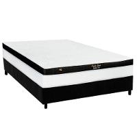 Cama Box Casal: Colchão Molas Ensacadas Luckspuma Gold Line Elastic Gel + Base Crc Suede Black (138x188) - 1