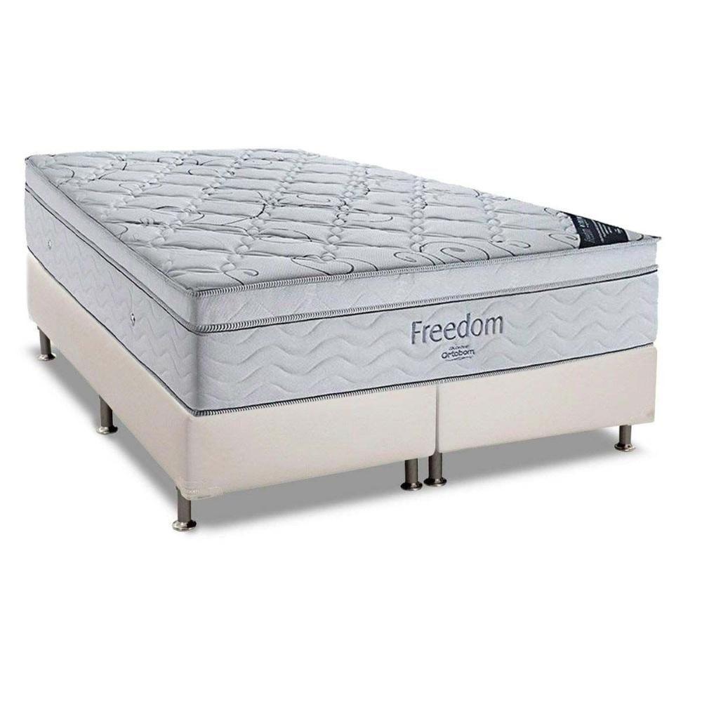 Cama Box King: Colchão Molas Superpocket Ensacadas Ortobom Freedom + Base Crc Courano White (186x198) - 1