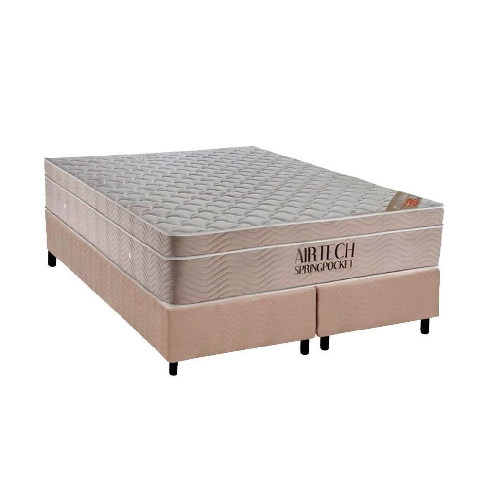 Cama Box Queen: Colchão Molas Masterpocket Ensacadas Ortobom Airtech + Base Crc Suede Clean (158x198) - 1