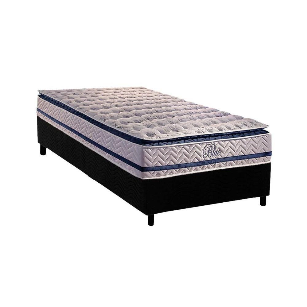 Cama Box Solteiro: Colchão Molas Masterpocket Ensacadas Paropas Blue + Base Crc Rústico Black (88x188) - 1