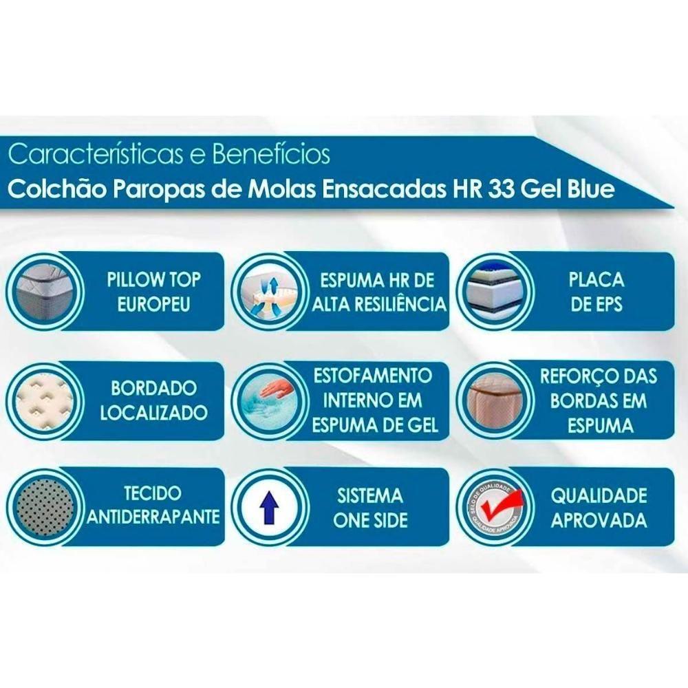 Cama Box Solteiro: Colchão Molas Masterpocket Ensacadas Paropas Blue + Base Crc Rústico Black (88x188) - 7