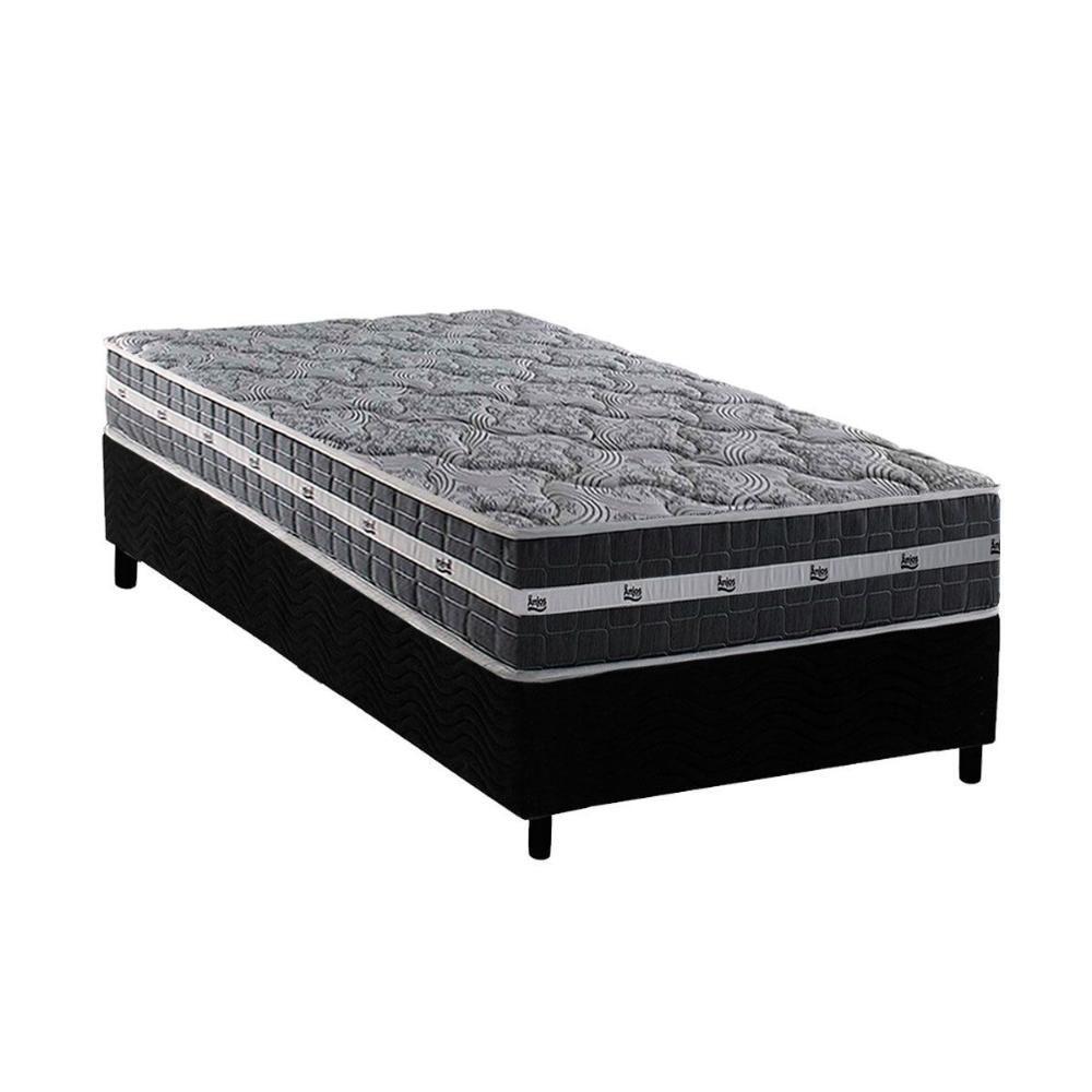 Cama Box Solteiro: Colchão Molas Ensacadas Black Graphite + Base Crc Suede Gray (88x188) - 1