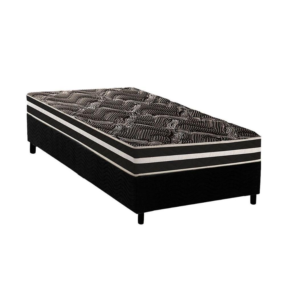 Cama Box Solteiro: Colchão Ortopédico Paropas D28 - Master Ag80 Black Double Face 17 + Base Crc Suede Black (88x188) - 1