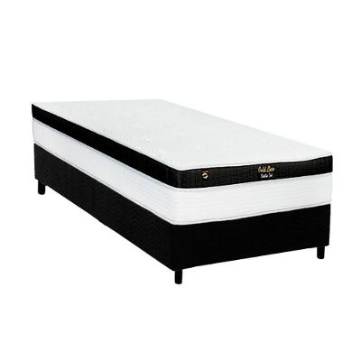 Cama Box Solteiro: Colchão Molas Masterpocket Ensacadas Luckspuma Gold Line Elastic Gel + Base Crc Suede Black (88x188)