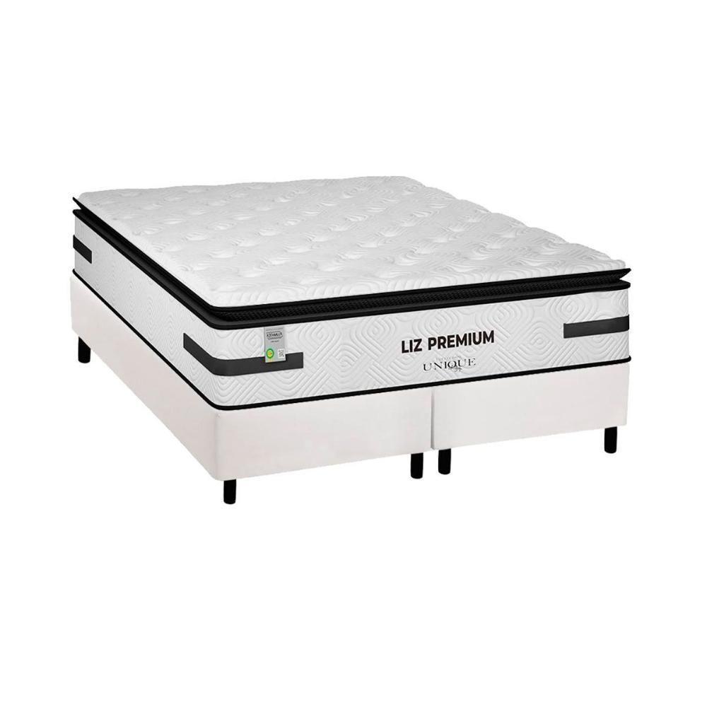 Cama Box King: Colchão Molas Masterpocket Ensacadas Plumatex Liz Premium D33 + Base Crc Courano White (193x203) - 1
