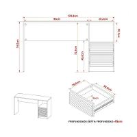 Mesa Escrivaninha Casal Com Gaveteiro Ripado Me4174 Branco Tecno Mobili