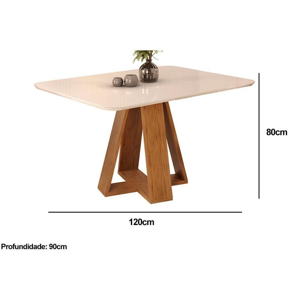 Mesa Para Cozinha Celeste Com Tampo Madeirado Vidro Curvo 120x90cm Freijo-cinza Urbano Dj Móveis - 2