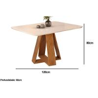 Mesa Para Cozinha Celeste Com Tampo Madeirado Vidro Curvo 120x90cm Freijo-cinza Urbano Dj Móveis - 2