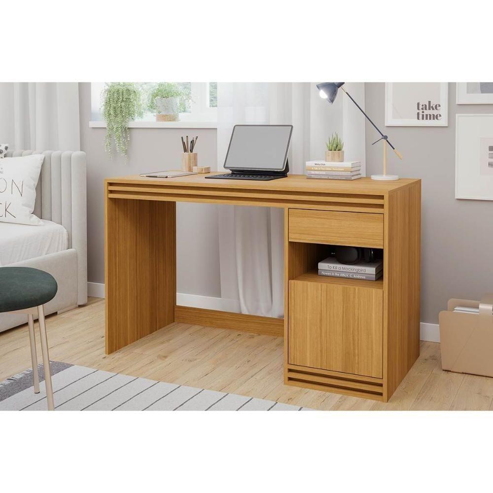 Mesa Escrivaninha Juvenil Mila Com 1 Porta E 1 Gaveta Nature Permóbili - 1