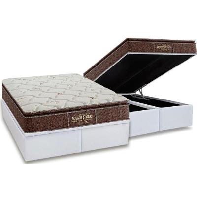 Cama Box Baú King: Colchão Anatômico Probel Guarda Costas Extra Firme + Base Crc Courano White (193x203)