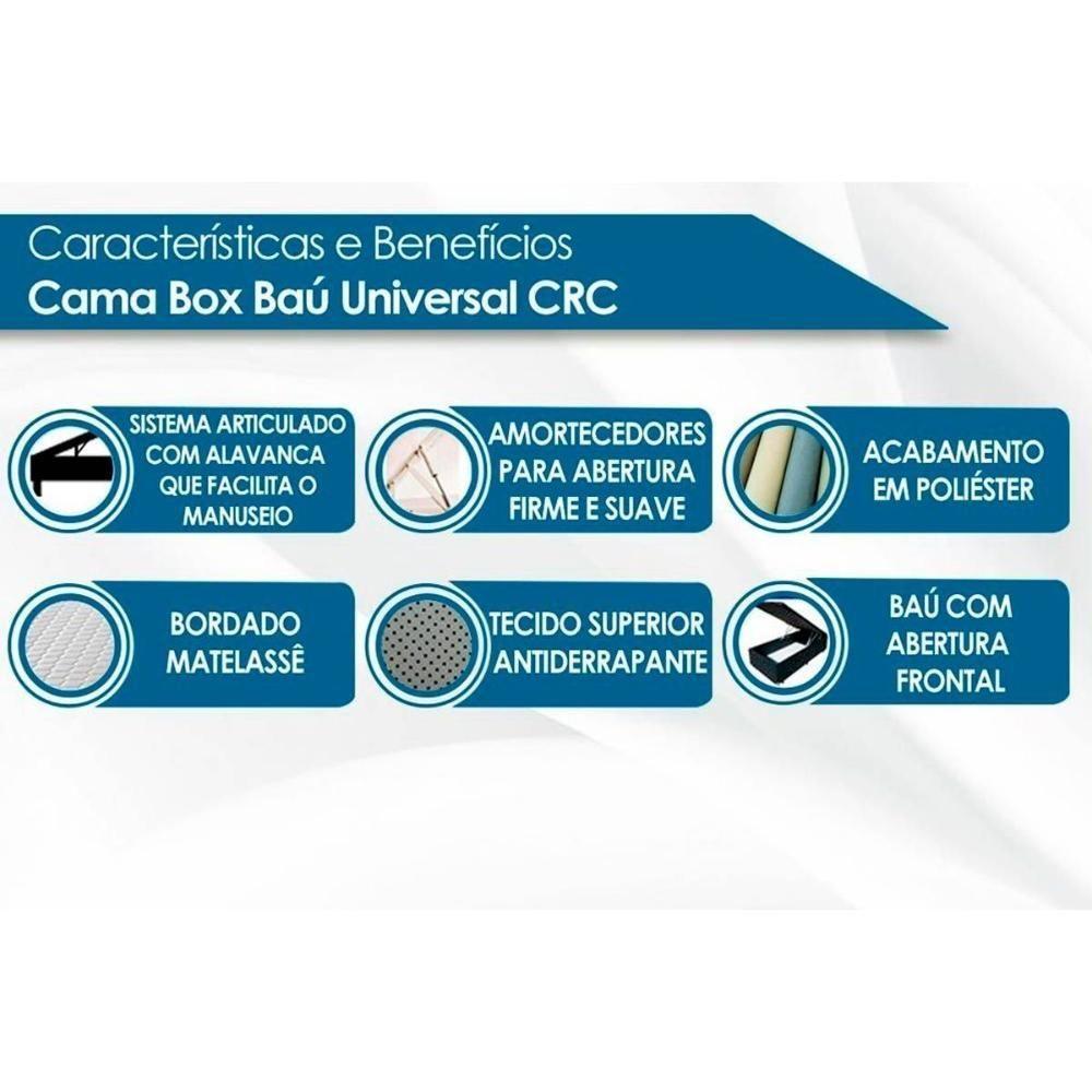Cama Box Baú Casal: Colchão Molas Ensacadas Ortobom Elegant + Base Crc Suede Black (138x188) - 3