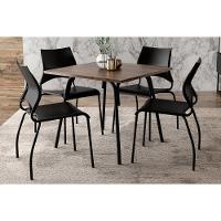 Mesa Para Cozinha 1569 Com Tampo Madeirado 90cm Preto Legno Carraro - 4