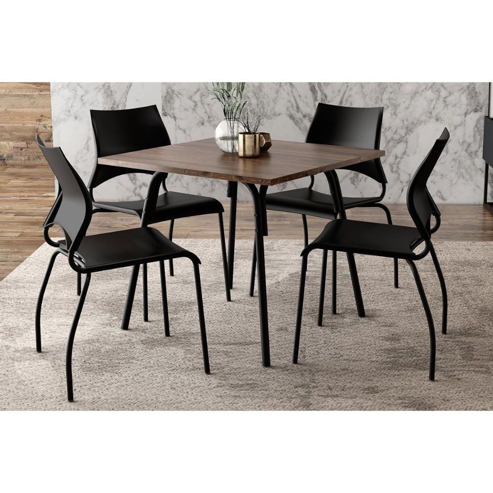 Mesa Para Cozinha 1569 Com Tampo Madeirado 90cm Rose Freijó Carraro - 4