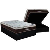 Cama Box Baú Casal: Colchão Molas Ensacadas Ortobom Sleep King + Base Crc Suede Black (138x188) - 1