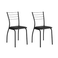 Conjunto Mesa Sala Jantar 1545 Aço Com Tampo Madeirado 87x87cm E 4 Cadeiras 1700 Preto Legno Preto Carraro