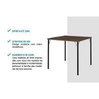 Conjunto Mesa Sala Jantar 1545 Aço Com Tampo Madeirado 87x87cm E 4 Cadeiras 1700 Preto Legno Preto Carraro - 6