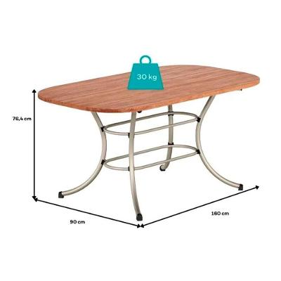 Conjunto Mesa Sala Jantar 1547 Aço Com Tampo Madeirado 160x90cm E 6 Cadeiras 190 Prata Freijó Prata Branco Carraro
