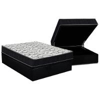Cama Box Baú Casal: Colchão Espuma D45 Ortobom - Airtech 150 + Base Crc Suede Black (138x188) - 1