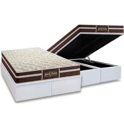 Cama Box Baú King: Colchão Anatômico Probel Guarda Costas Extra Firme + Base Crc Courano White (193x203)