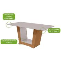 Mesa Para Cozinha Apogeu Plus Com Tampo Madeirado Vidro 170x90cm Amêndoa Off White Lopas - 3