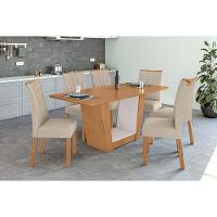 Mesa Para Cozinha Apogeu Plus Com Tampo Madeirado Vidro 170x90cm Amêndoa Off White Lopas - 7