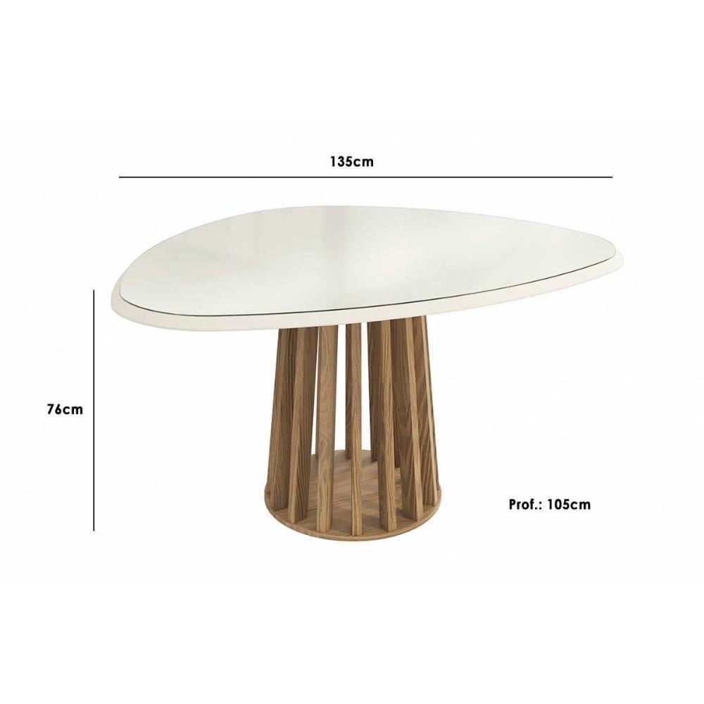 Mesa Para Cozinha Lavanda Com Tampo Madeirado Com Vidro 135x105cm Nogueira Preto Fosco Kappesberg - 3