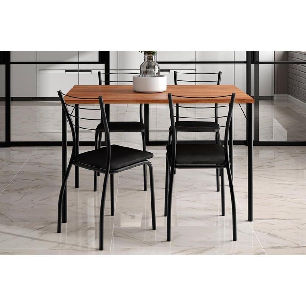 Mesa Para Cozinha 1586 Aço Com Tampo Madeirado 120x80cm Prata Freijó Carraro - 2