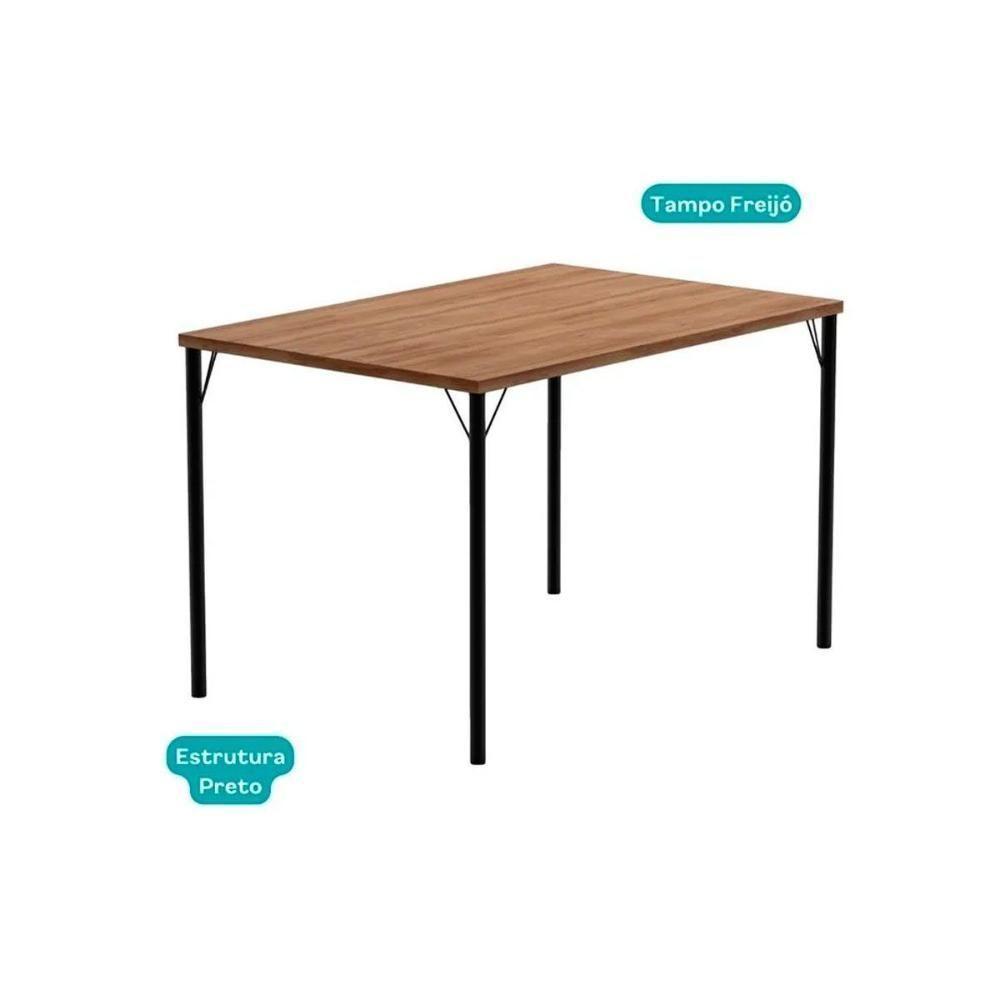 Mesa Para Cozinha 1586 Aço Com Tampo Madeirado 120x80cm Prata Freijó Carraro - 4