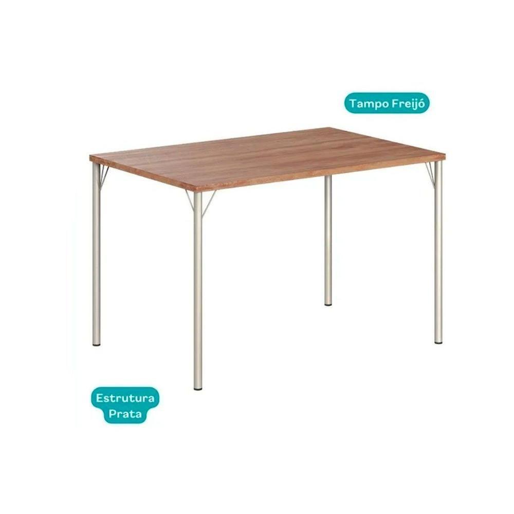 Mesa Para Cozinha 1586 Aço Com Tampo Madeirado 120x80cm Prata Freijó Carraro - 5