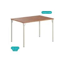 Mesa Para Cozinha 1586 Aço Com Tampo Madeirado 120x80cm Prata Freijó Carraro - 5