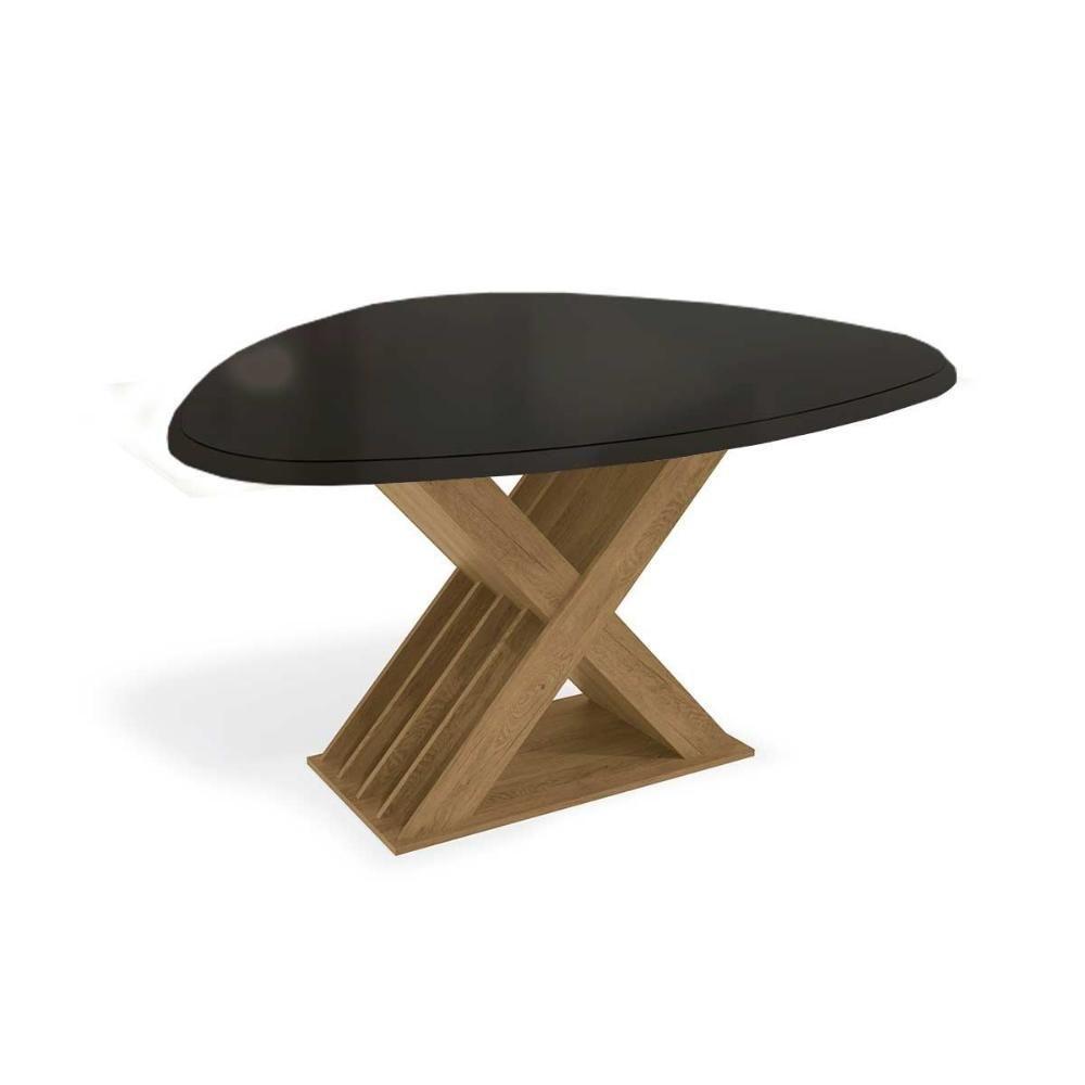 Mesa Para Cozinha Graviola Com Tampo Madeirado Com Vidro 135x105cm Freijó Preto Fosco Kappesberg - 1