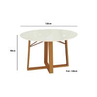 Mesa Para Cozinha Elma Madeira Maciça Com Tampo Madeirado Com Vidro 120x120cm Carvalho Off White Kappesberg - 3