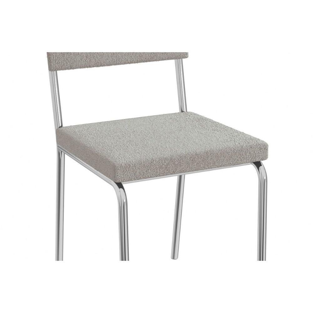 Conjunto Mesa Sala Jantar Volga Com Tampo De Vidro 90cm E 4 Cadeiras Zaria Cromada Boucle Bege Kappesberg - 4