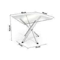 Conjunto Mesa Sala Jantar Volga Com Tampo De Vidro 90cm E 4 Cadeiras Zaria Cromada Boucle Bege Kappesberg - 7