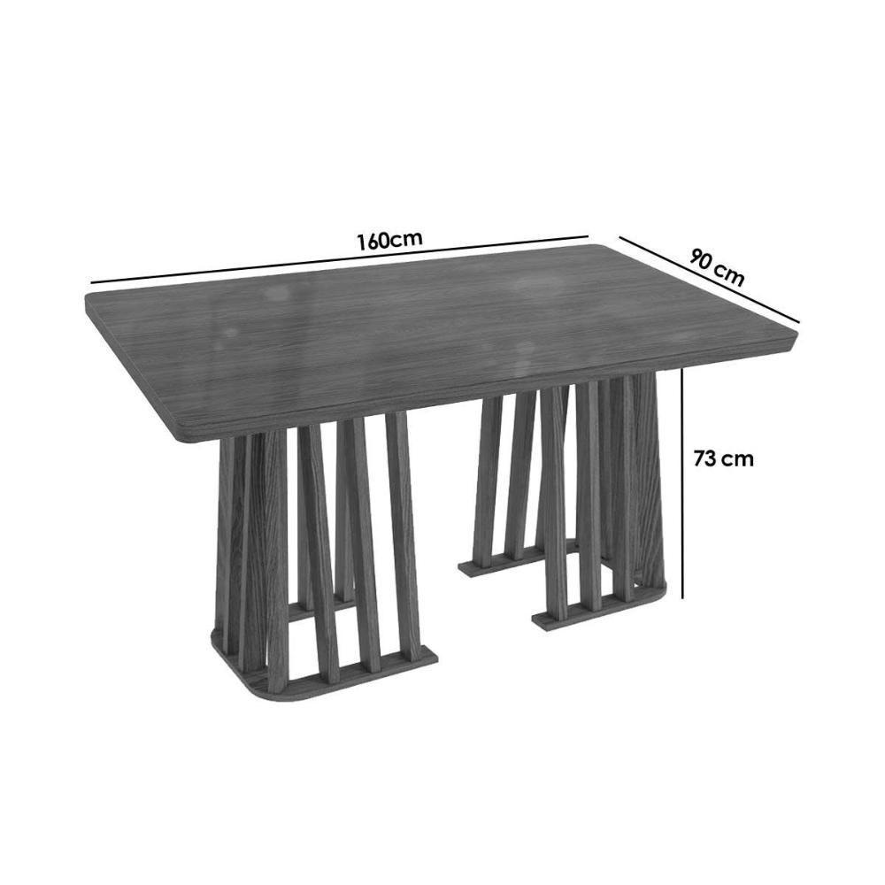 Mesa Para Cozinha Alteia Com Tampo Madeirado Com Vidro 90x160cm Nogueira Off White Vidro Off White Kappesberg - 2