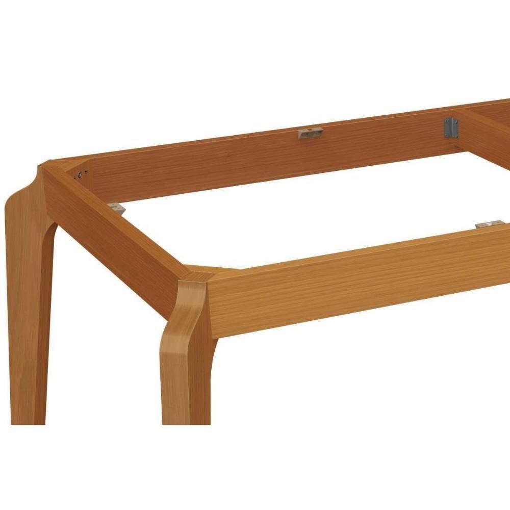 Mesa Para Cozinha Petra Com Tampo Madeirado Com Vidro 90x170cm Carvalho Off White Vidro Off White Kappesberg - 4