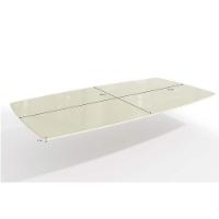 Mesa Para Cozinha Petra Com Tampo Madeirado Com Vidro 90x170cm Carvalho Off White Vidro Off White Kappesberg - 2