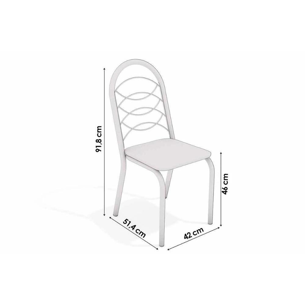 Conjunto Mesa Sala Jantar Volga Com Tampo De Vidro 95cm E 4 Cadeiras Holanda Niquel Branco Kappesberg - 2