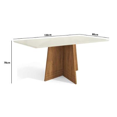 Mesa Para Cozinha Lótus Com Tampo Madeirado Com Vidro 80x120cm Freijo Bronze Kappesberg