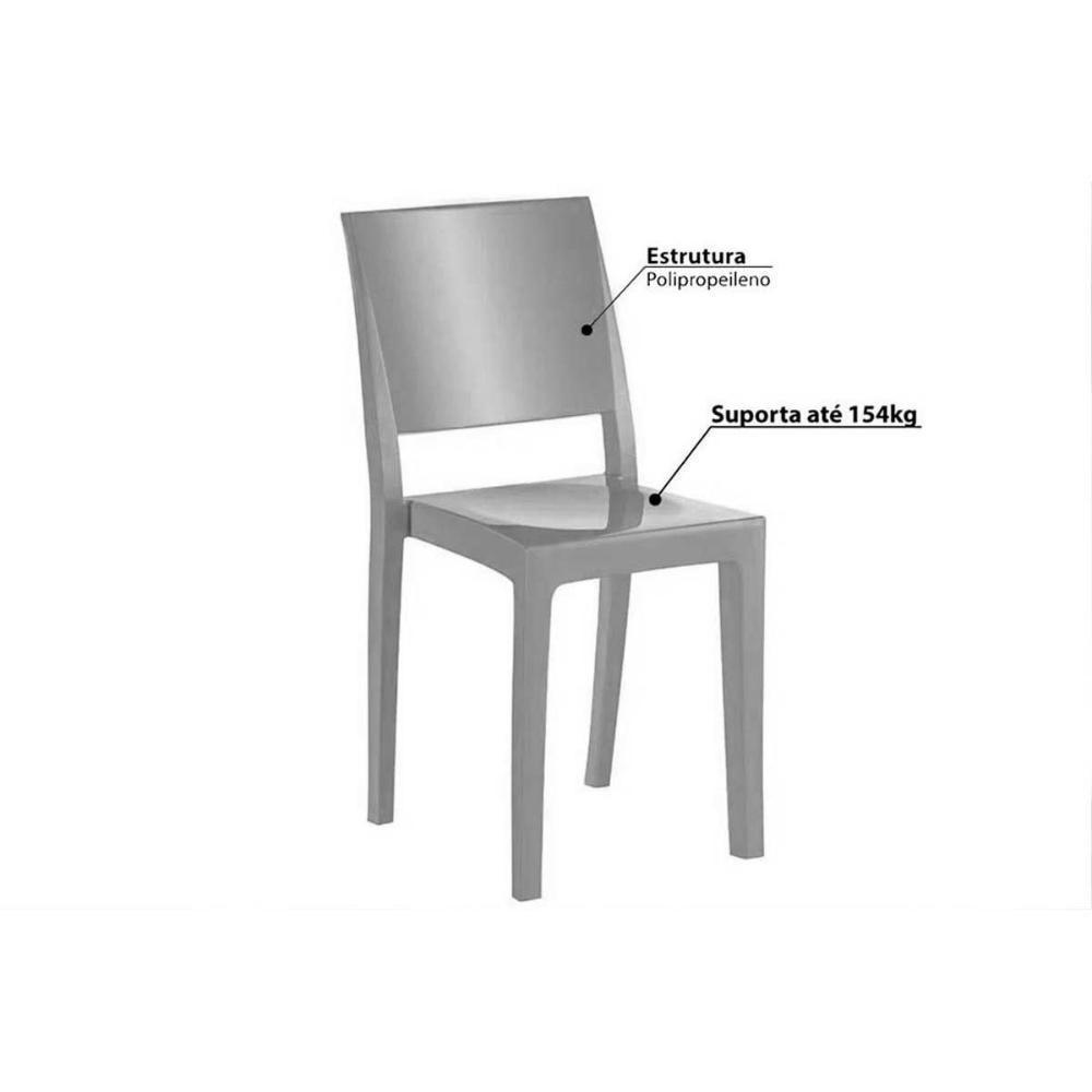 Conjunto Mesa Sala Jantar Reno Com Tampo De Vidro 90x90cm E 4 Cadeiras Hydra Plus Preto Kappesberg - 6