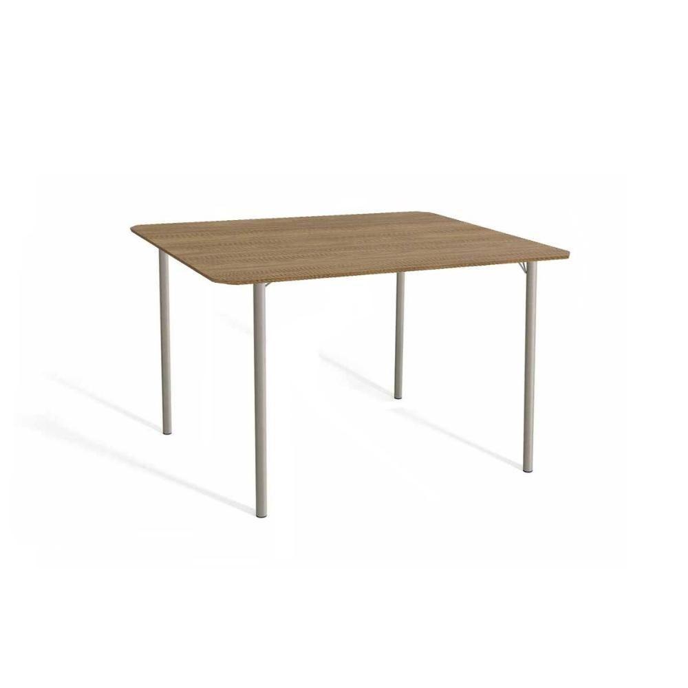 Mesa Para Cozinha Sena Aço Com Tampo Madeirado 136x90cm Niquel Nogueira Kappesberg - 1