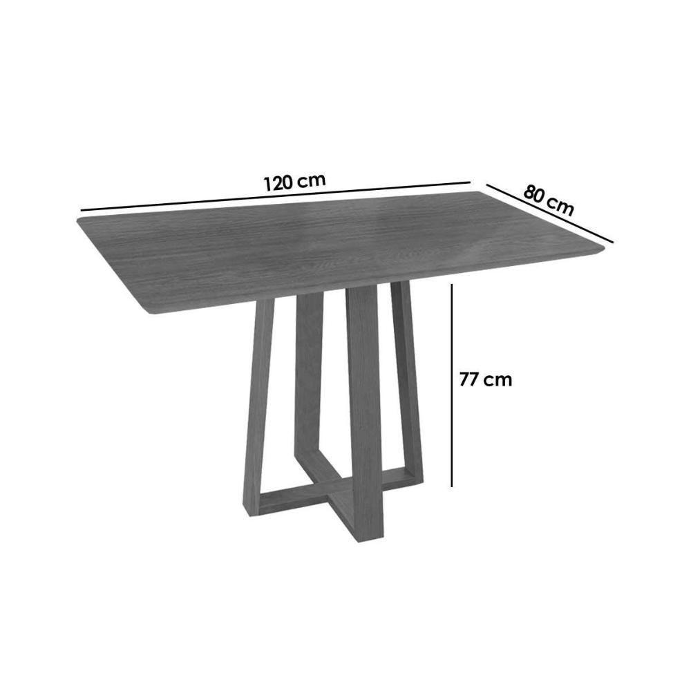 Mesa Para Cozinha Elma Madeira Maciça Com Tampo Madeirado Com Vidro 80x120cm Carvalho Preto Fosco Vidro Preto Kappesberg - 2