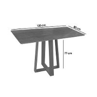 Mesa Para Cozinha Elma Madeira Maciça Com Tampo Madeirado Com Vidro 80x120cm Carvalho Preto Fosco Vidro Preto Kappesberg - 2