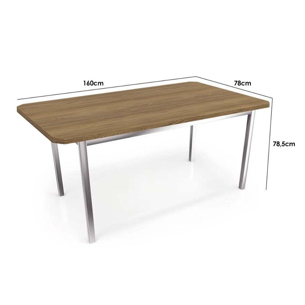 Mesa Para Cozinha Reno Com Tampo 160cm Cromada Nogueira Kappesberg - 2