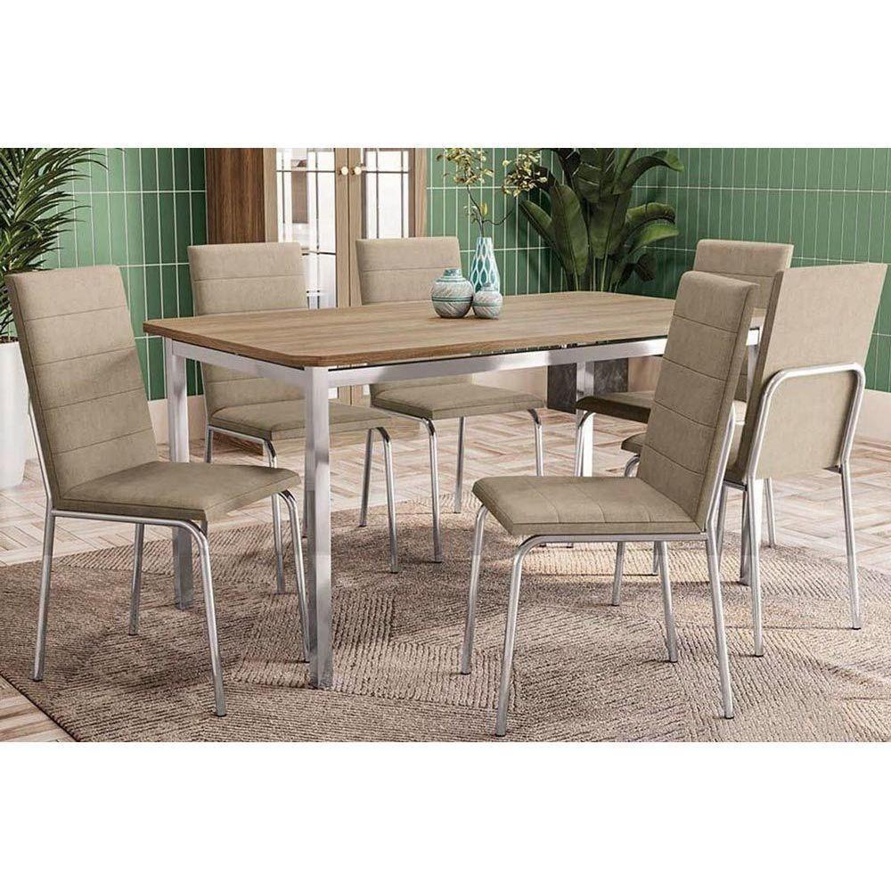 Mesa Para Cozinha Reno Com Tampo 160cm Cromada Nogueira Kappesberg - 5