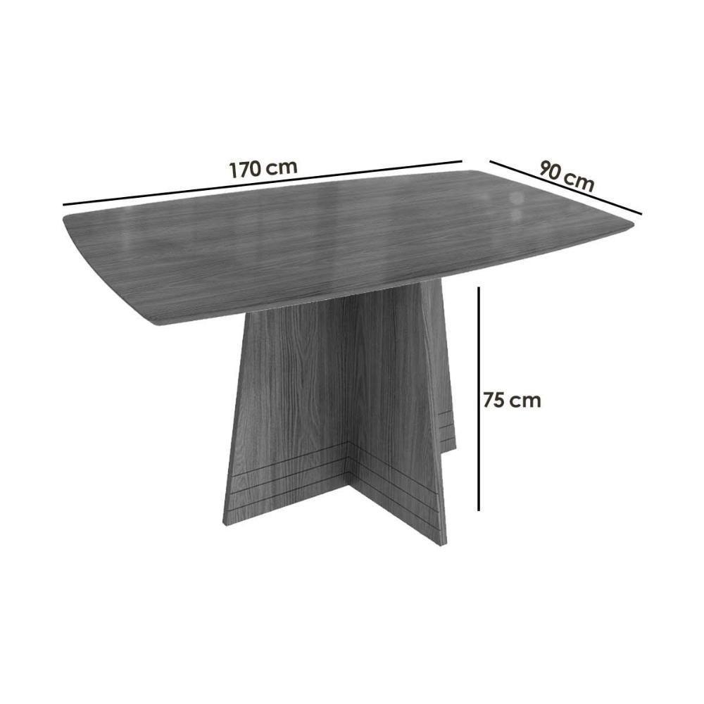 Mesa Para Cozinha Lótus Com Tampo Madeirado Com Vidro 90x170cm Nogueira Preto Fosco Vidro Preto Kappesberg - 3