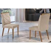 Kit 2 Cadeiras Sala Jantar Melissa 2 Un Madeira Capuccino Linho Bege Turim Rufato - 1